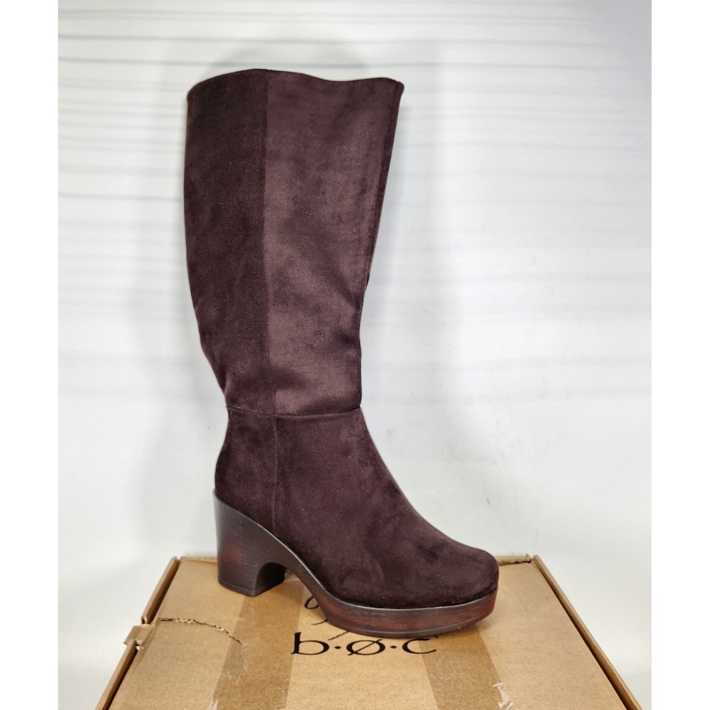 b.o.c. Brogan Boots Women Size 8 WIDE Chocolate Microsuede Wide Calf Platform